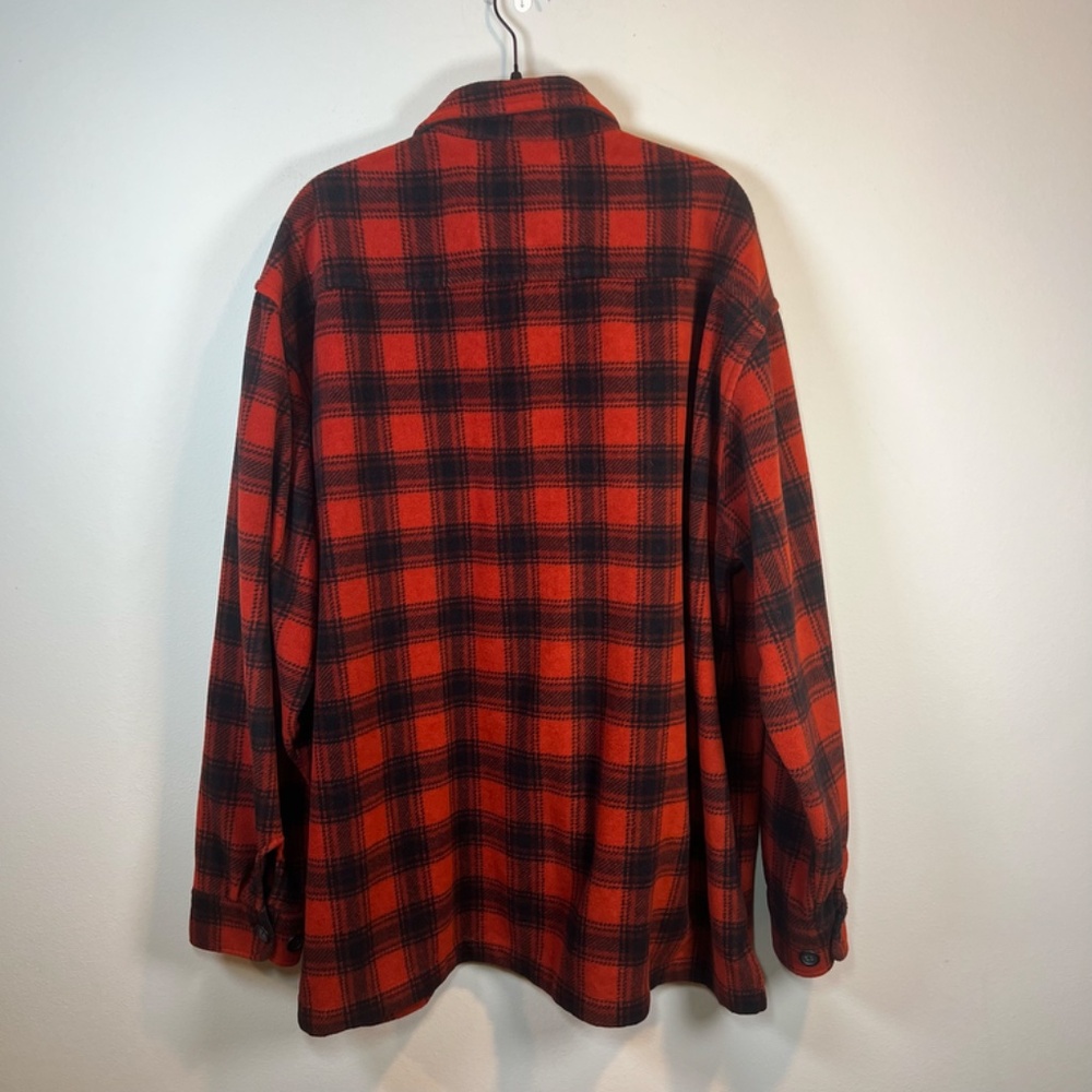 Juneau Men's Plaid Flannel Shacket Shirt Black Red Heavy Fleece Pockets Cozy XXL - Picture 9 of 12